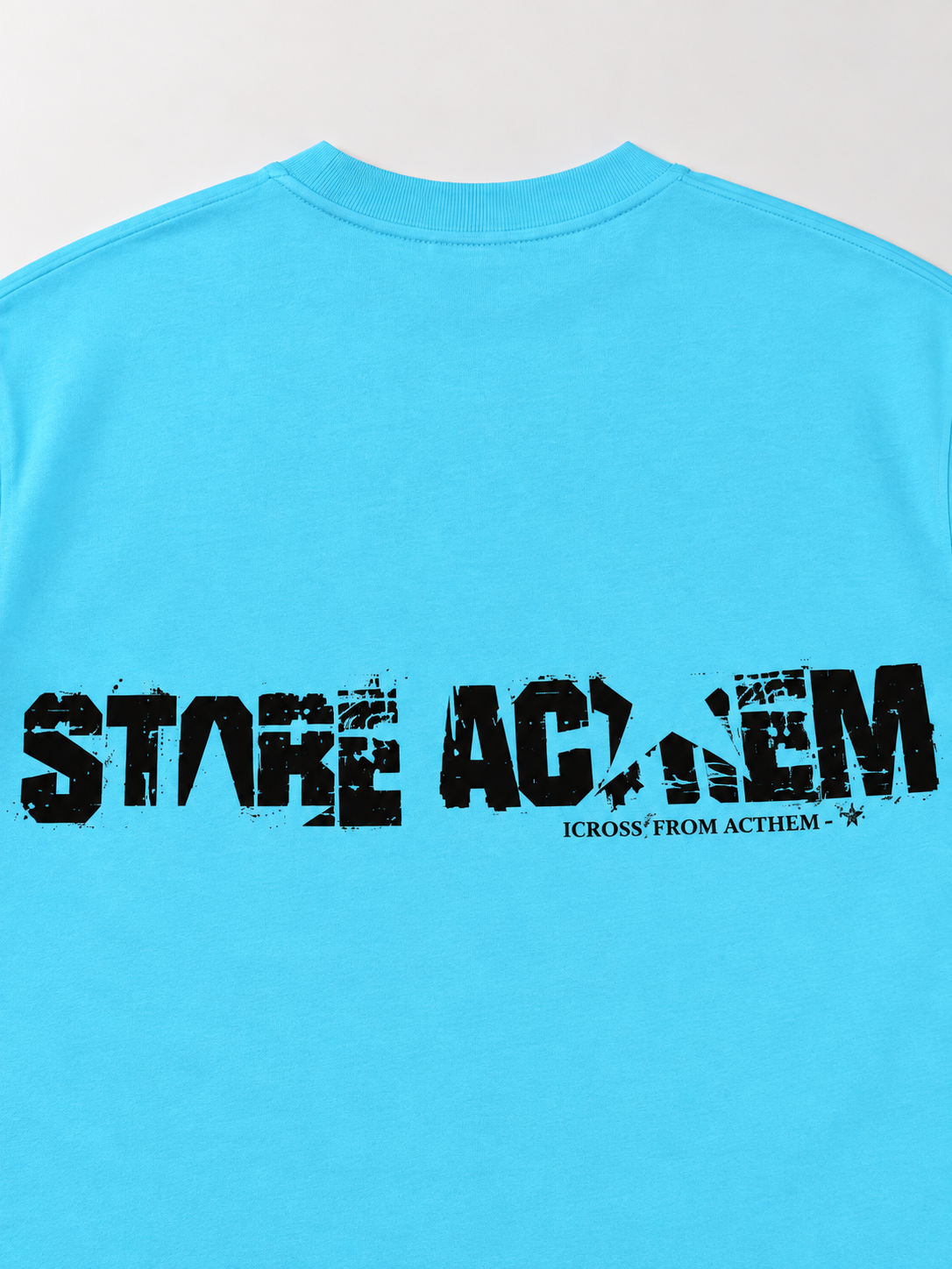 “Stare Anthem” Oversized Graphic T-Shirt – Aqua Blue