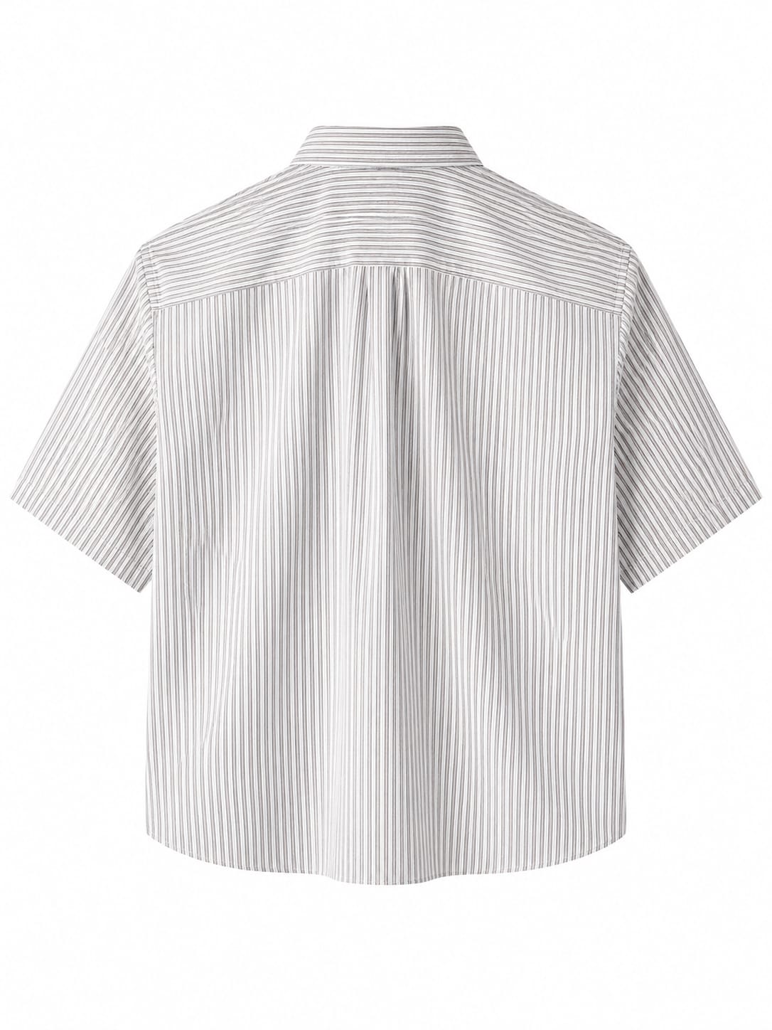 OFFGRIDS Unisex White Striped Boxy Shirt | Premium Oversized Half Sleeve Streetwear Shirt
