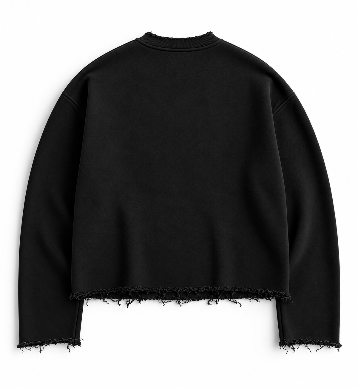 Offgrids Studio Frayed Hem Cropped Sweatshirt – Black
