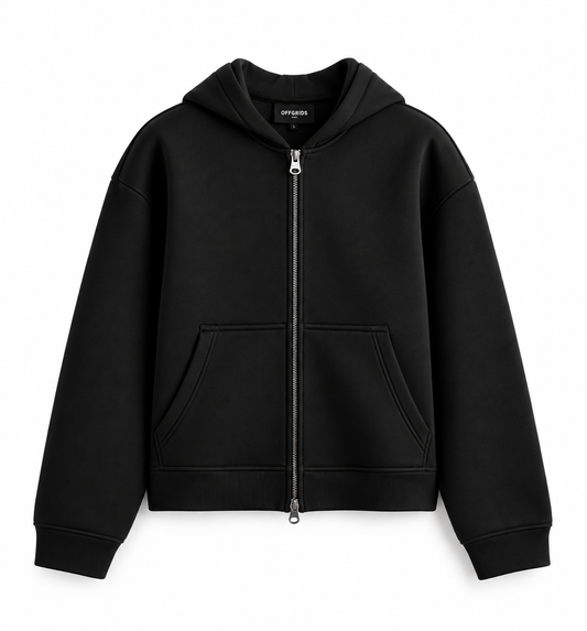 Essential Black Double-Zipper Hoodie