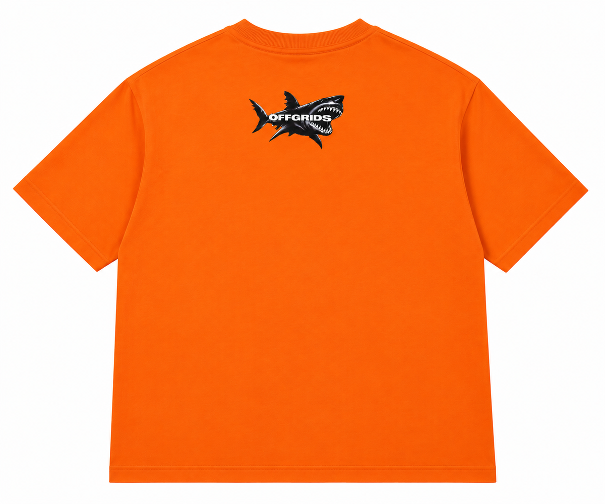 OFFGRIDS Shark Graphic Oversized T-Shirt – Orange
