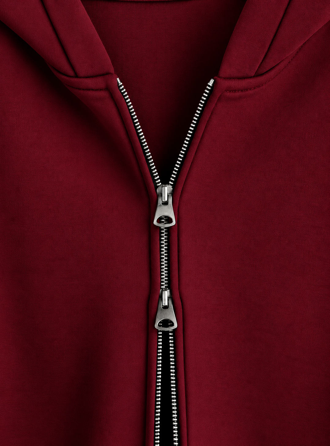 Essential Burgundy Double-Zipper Hoodie