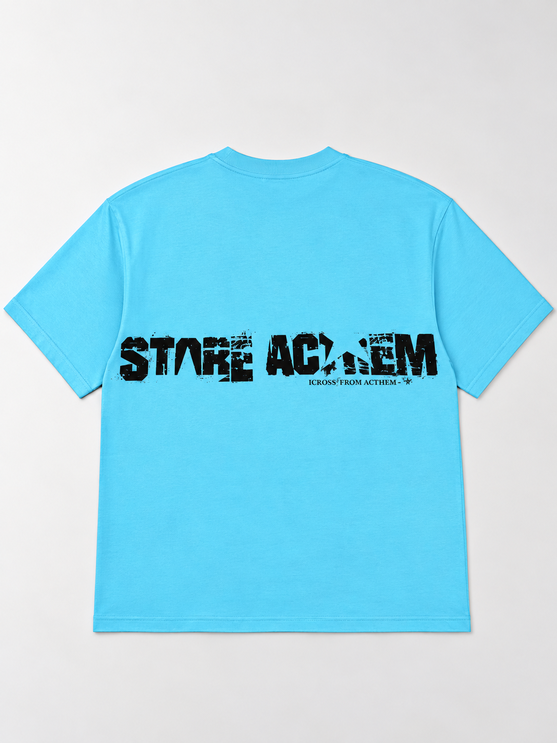 “Stare Anthem” Oversized Graphic T-Shirt – Aqua Blue