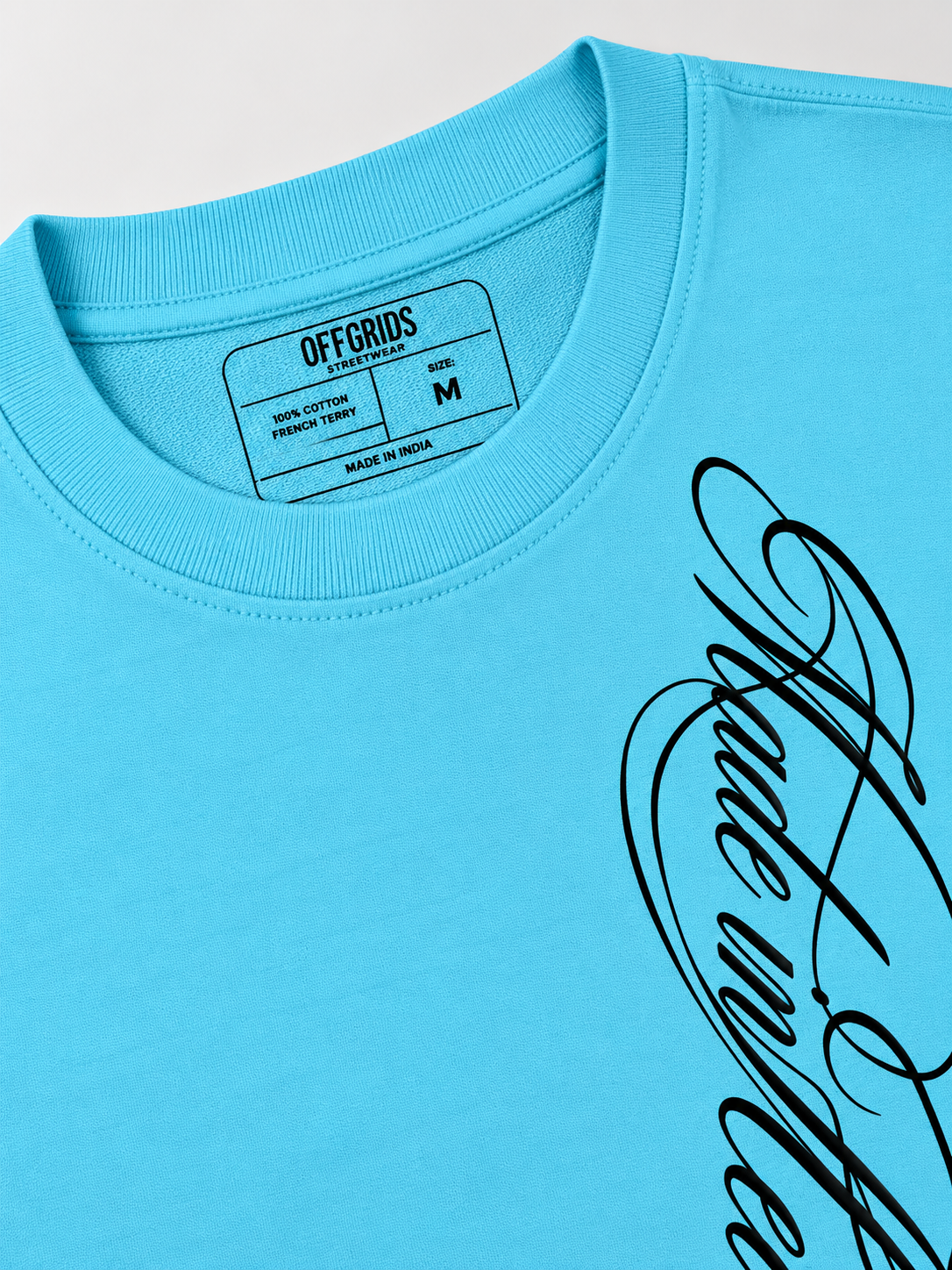 “Stare Anthem” Oversized Graphic T-Shirt – Aqua Blue