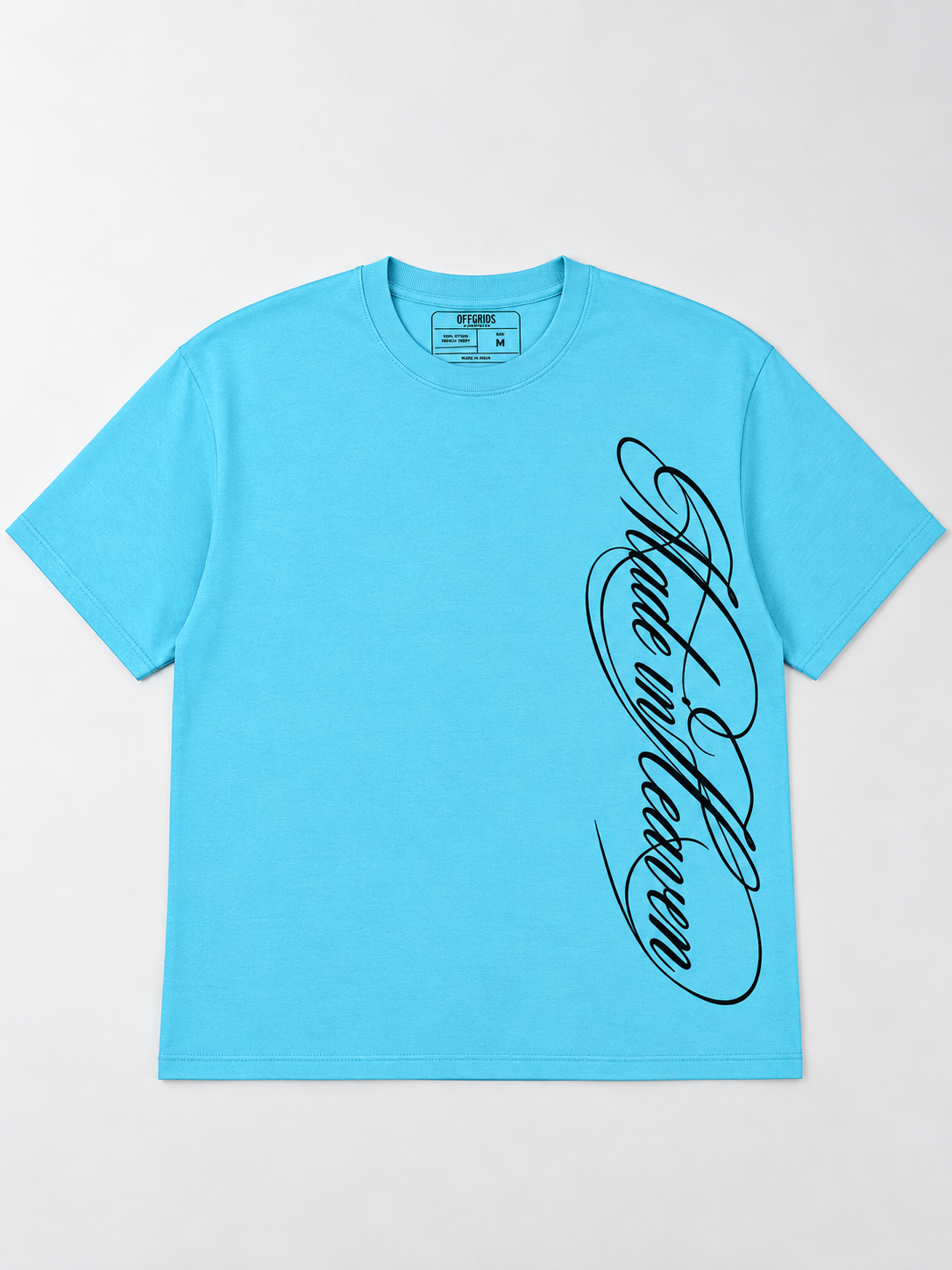 “Stare Anthem” Oversized Graphic T-Shirt – Aqua Blue