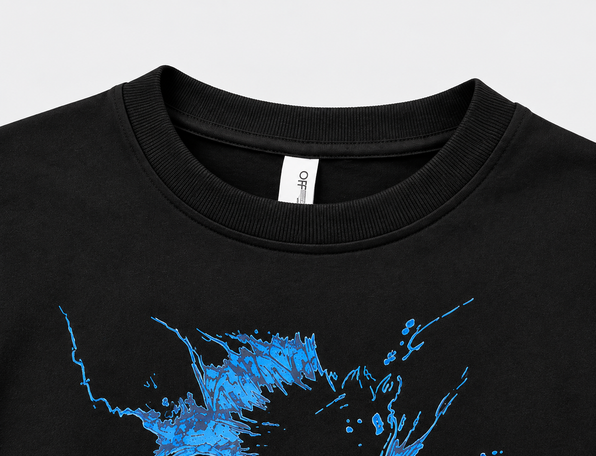 Electric Blue Graphic Oversized Full-Sleeve T-Shirt – Black