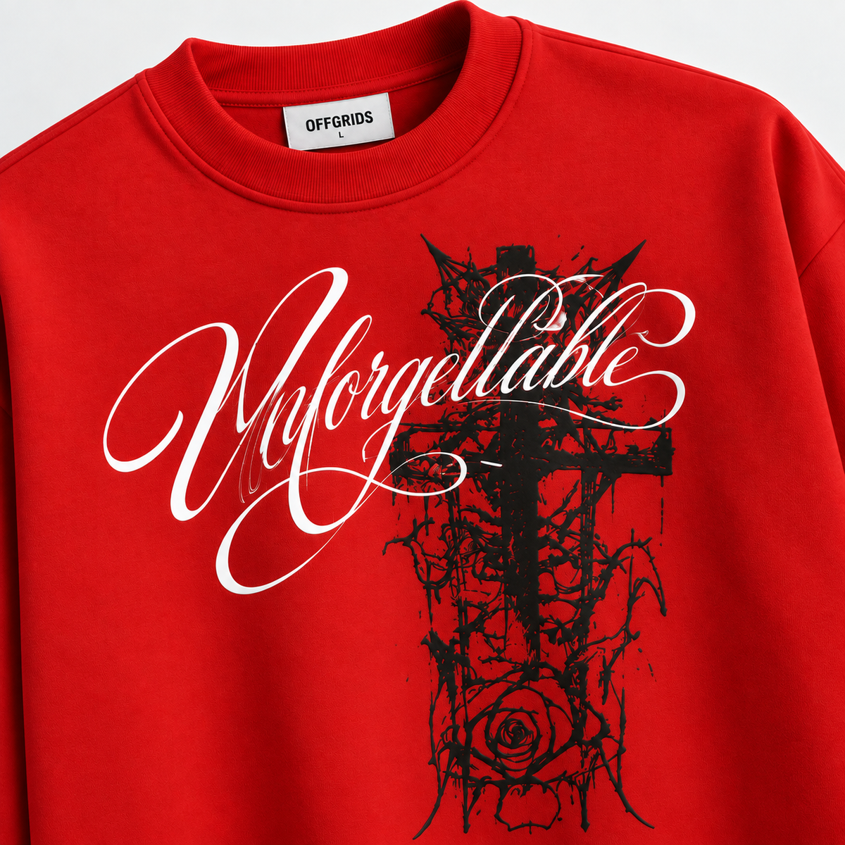 Unforgettable Red Graphic Full-Sleeve T-Shirt – OFFGRIDS