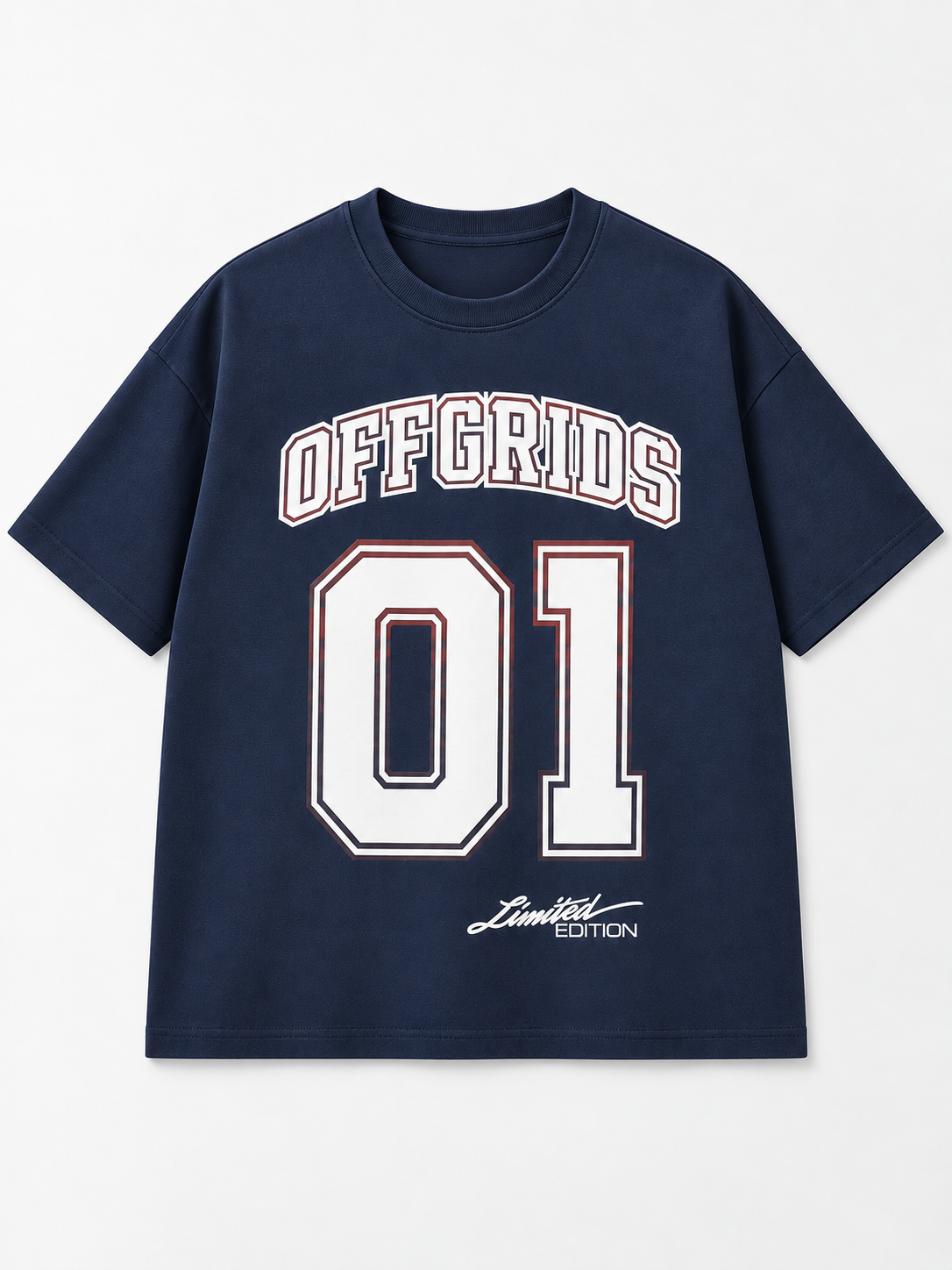 OFFGRIDS 01 Limited Edition Graphic T-Shirt – Navy Blue  Description