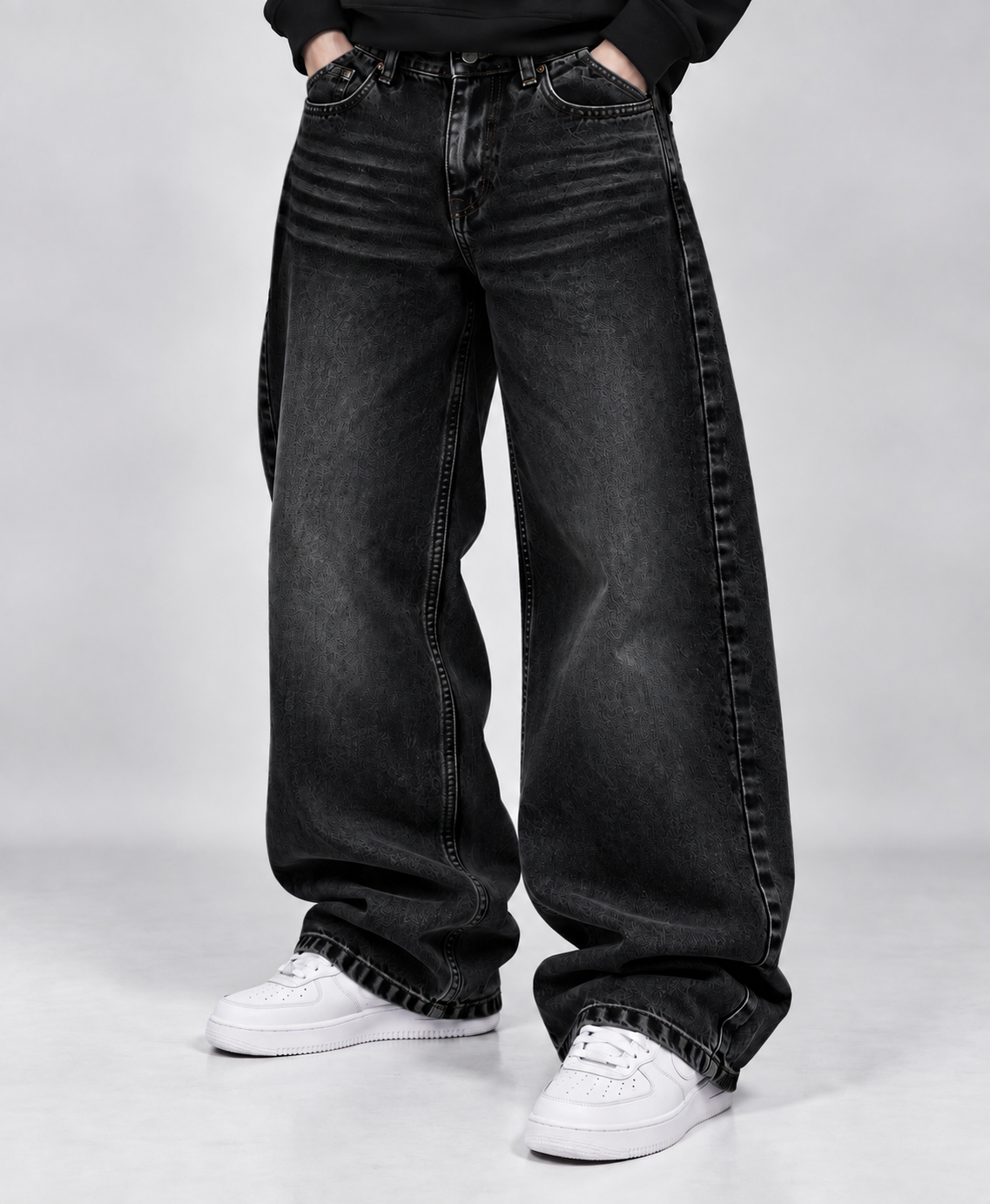 OFFGRIDS Faded Black Baggy Jeans