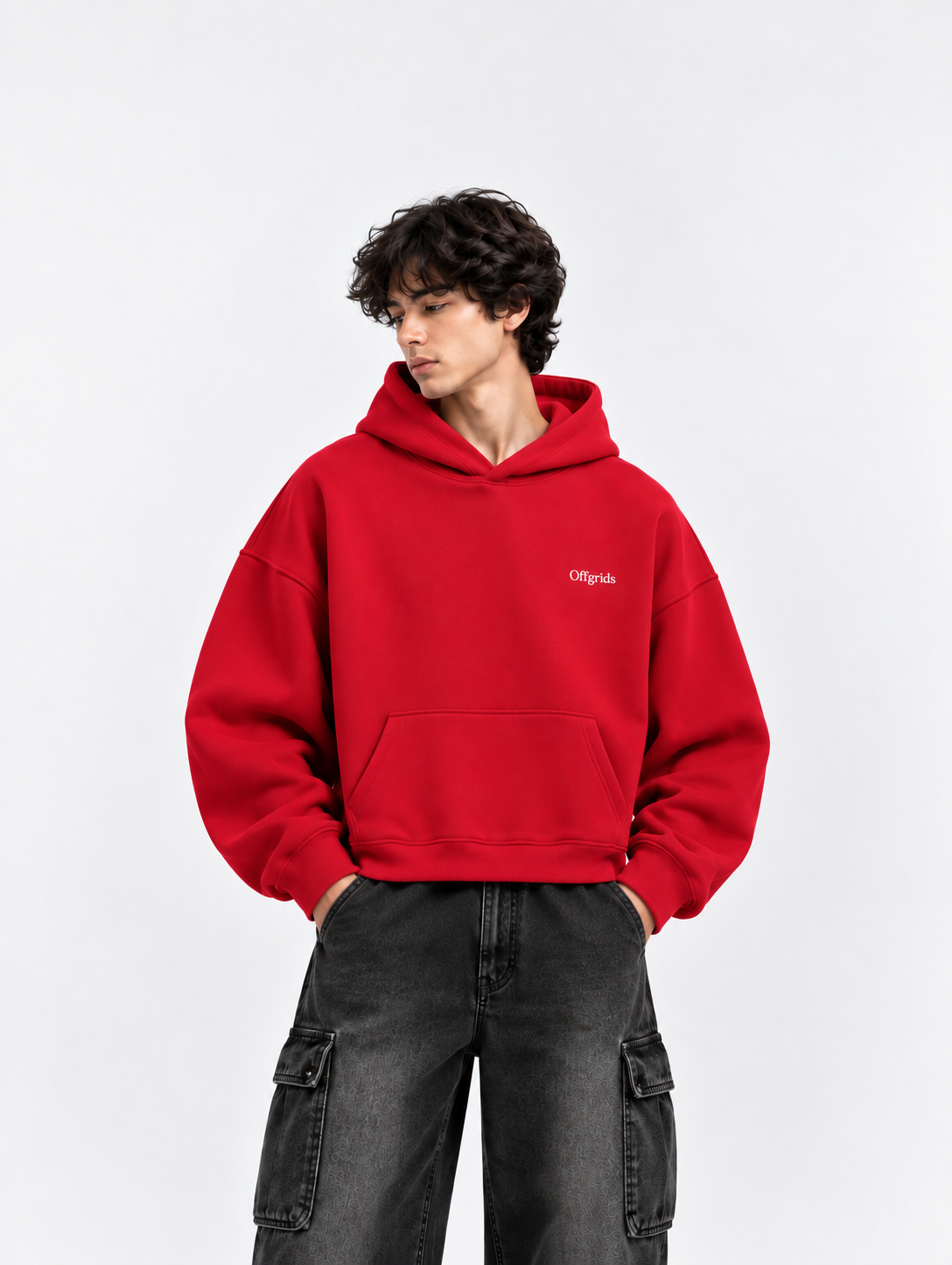 OFFGRIDS Boxy Fit Hoodie (Red)