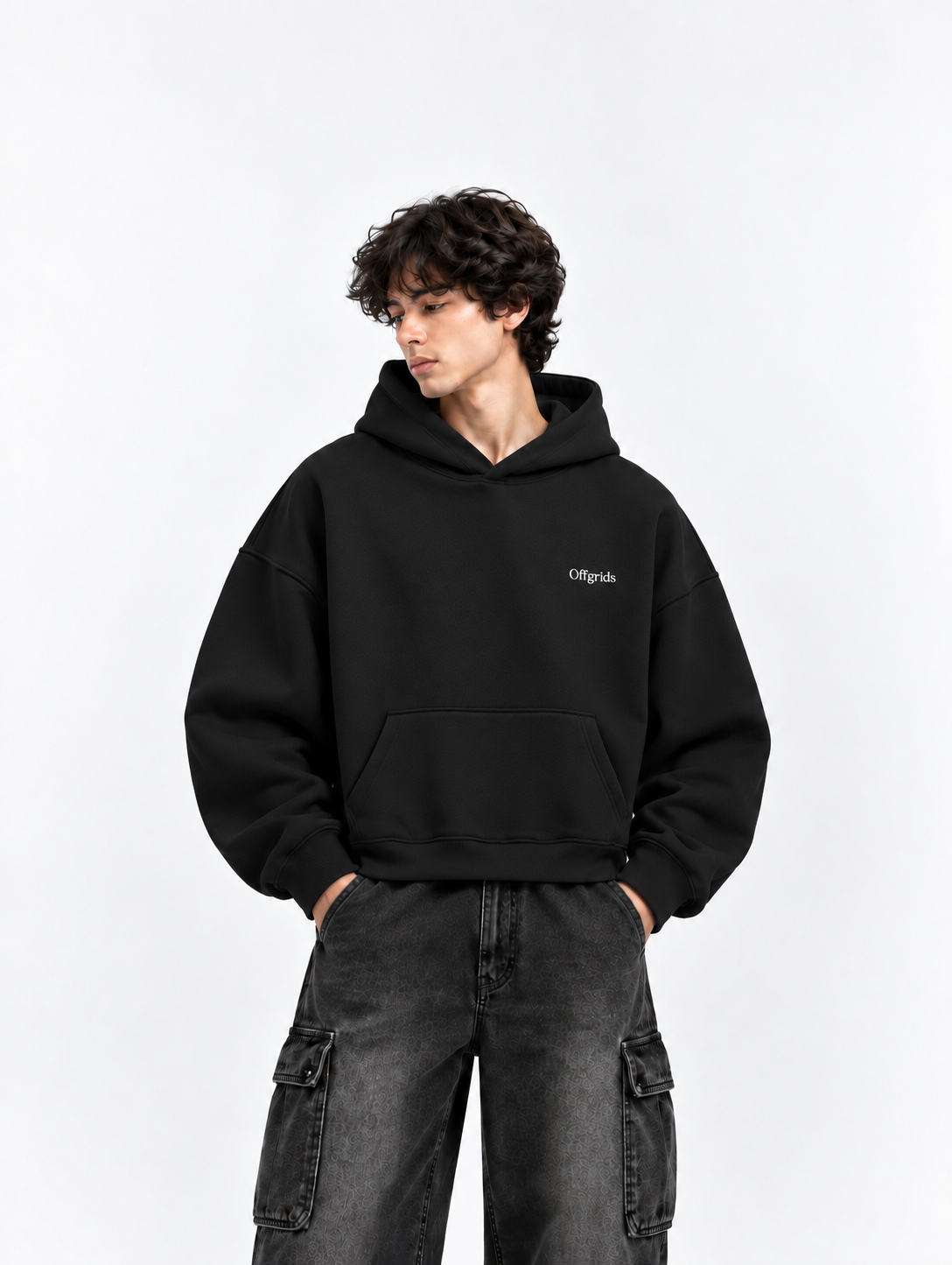 OFFGRIDS Boxy Fit Hoodie (Black)