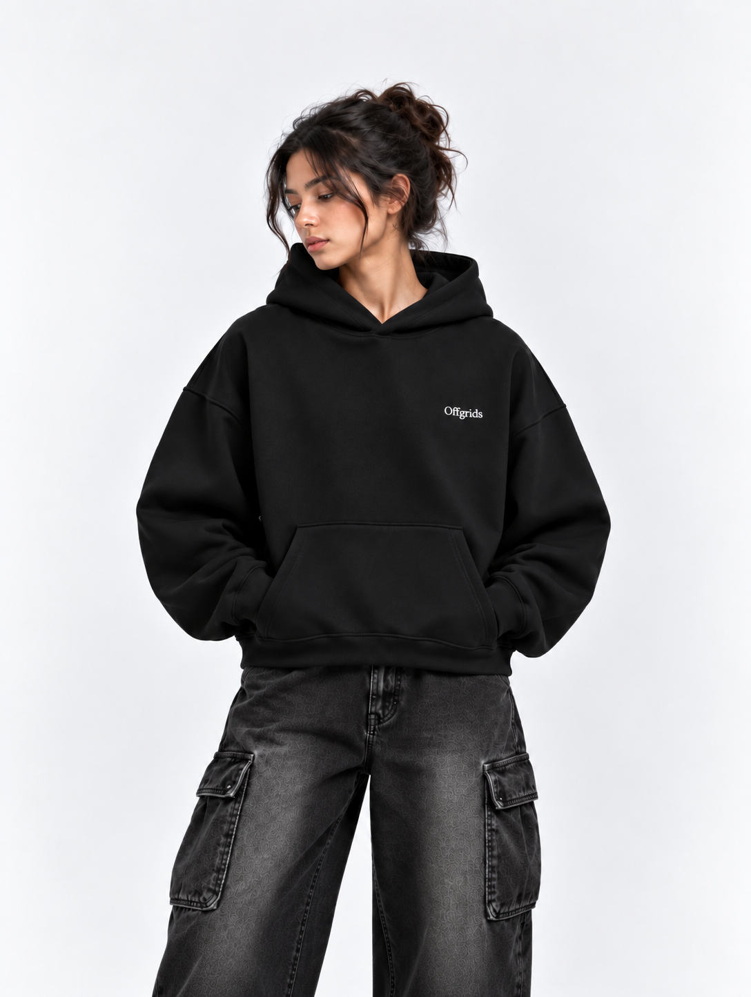 OFFGRIDS Boxy Fit Hoodie (Black)