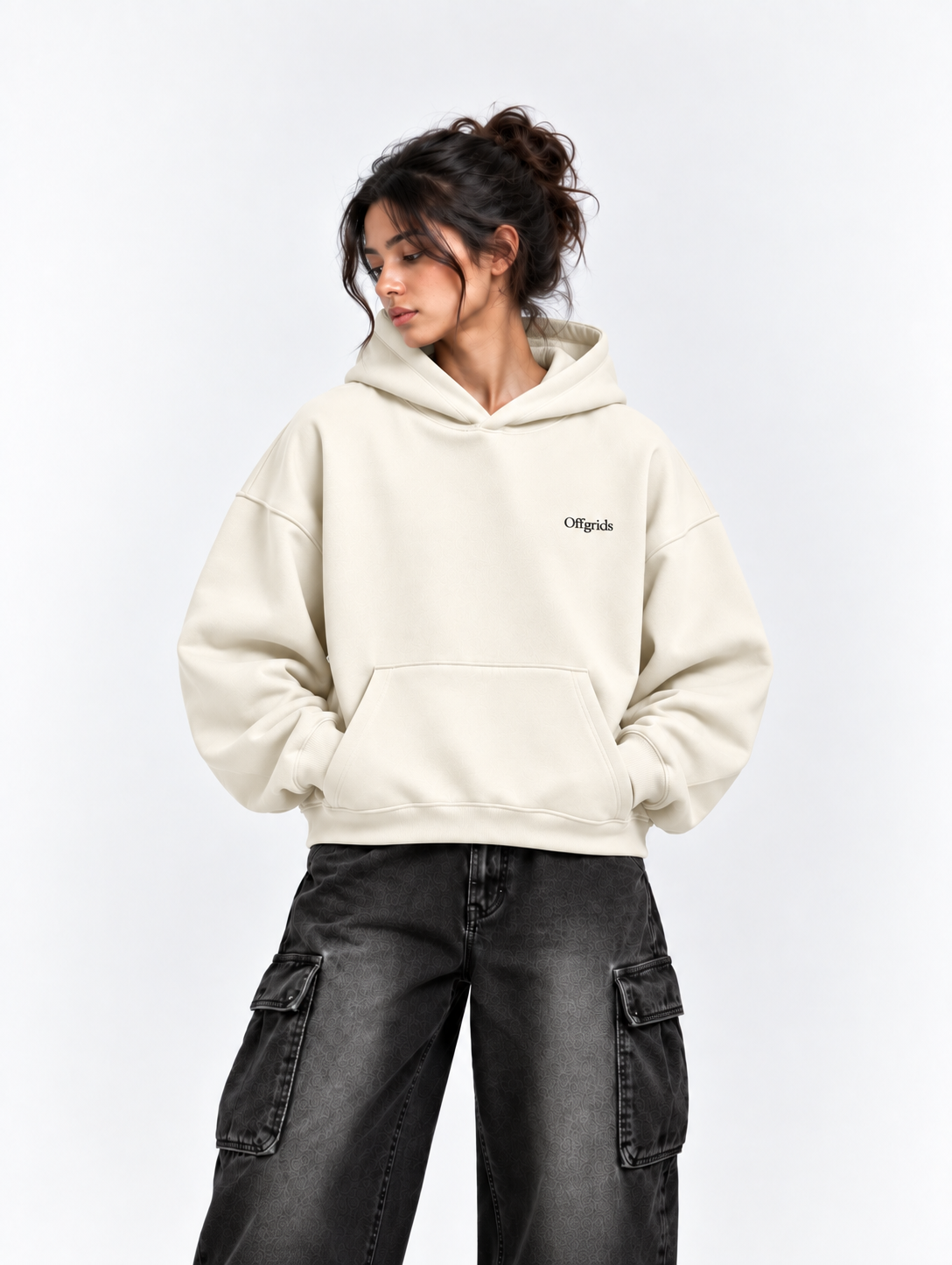 OFFGRIDS Boxy Fit Hoodie (Off-White)