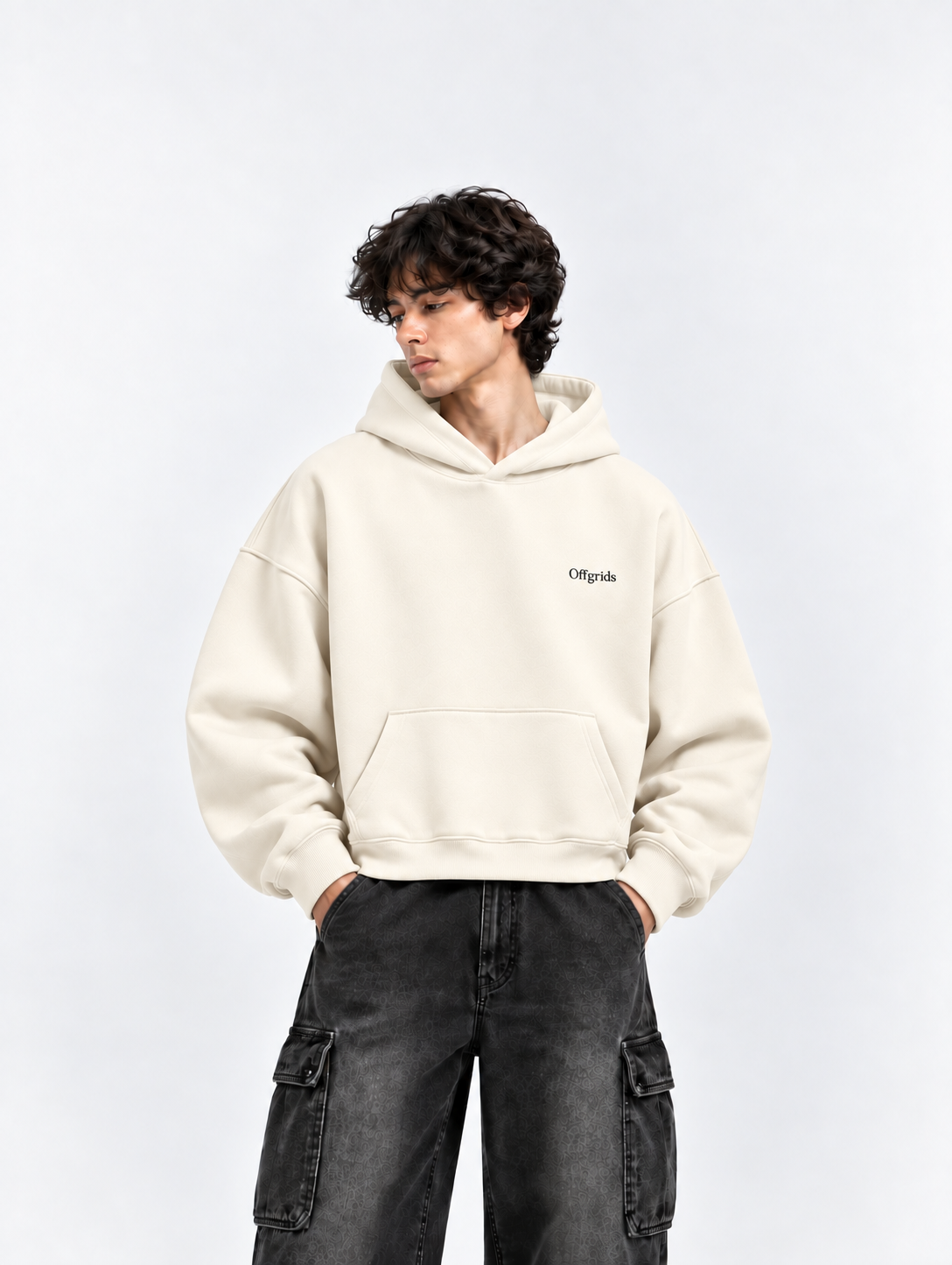 OFFGRIDS Boxy Fit Hoodie (Off-White)
