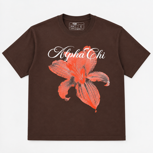 OFFGRIDS Alpha Chi Floral Graphic T-Shirt – Brown