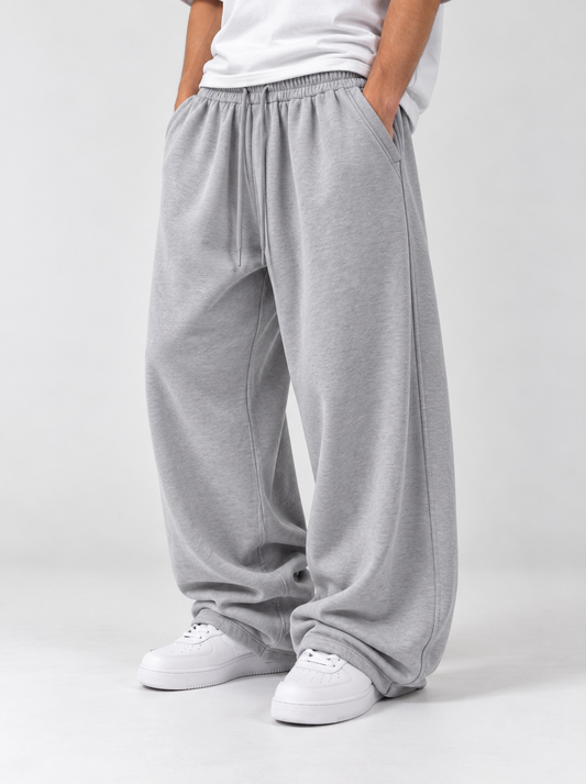 Heather Grey Baggy Track Pants