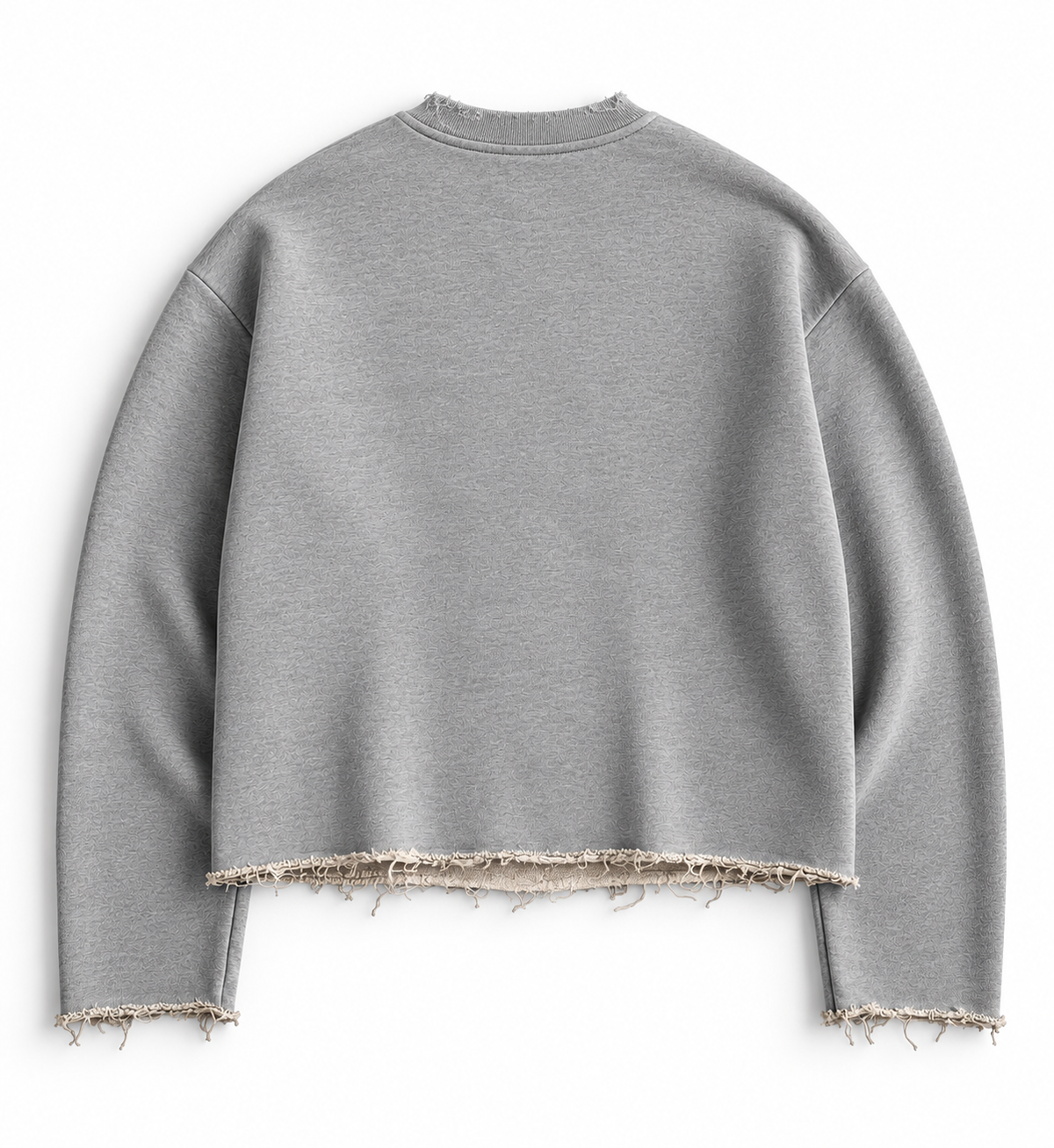 Offgrids Studio Frayed Hem Cropped Sweatshirt – Grey