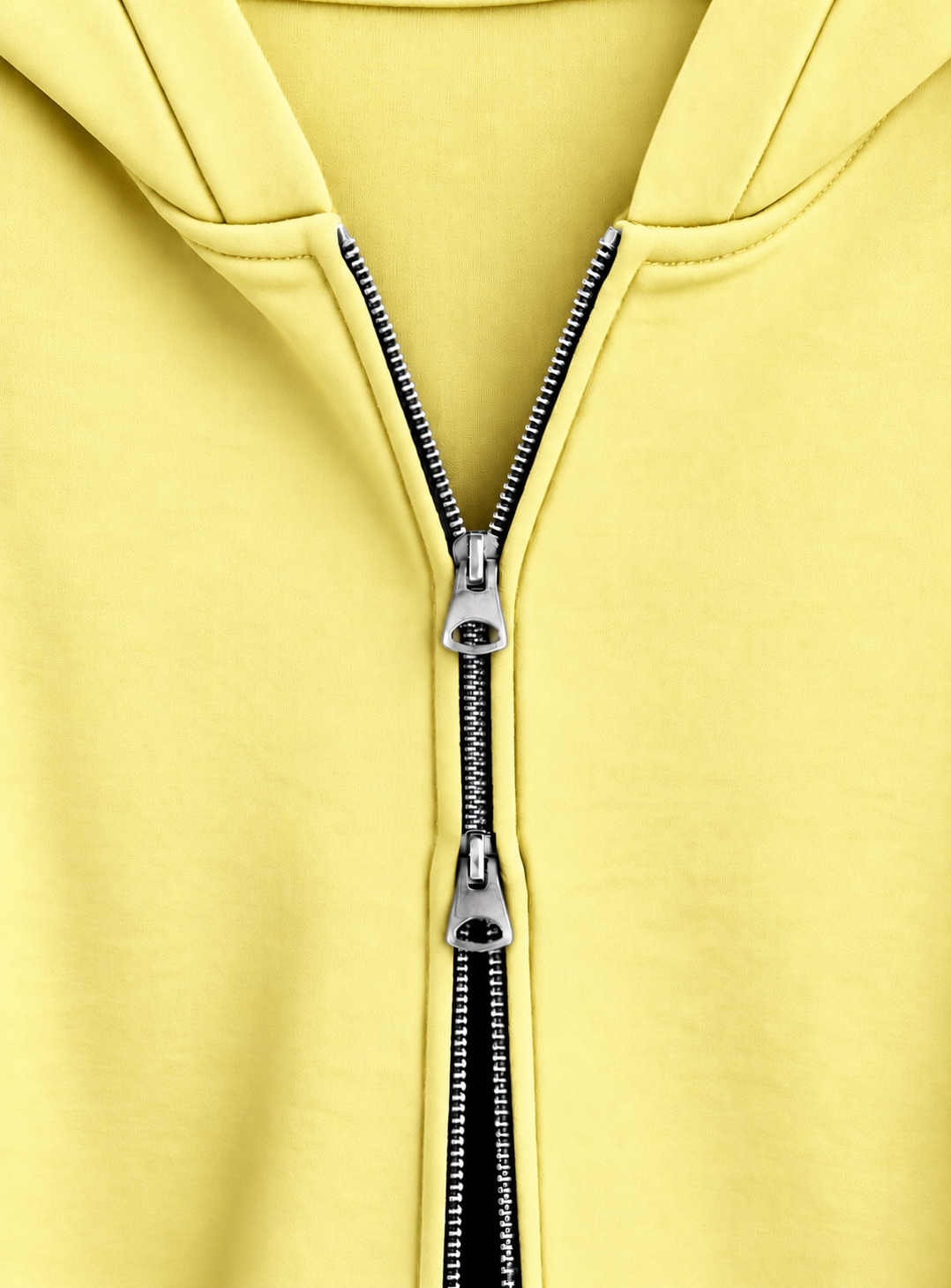 Essential Lemon Yellow Double-Zipper Hoodie