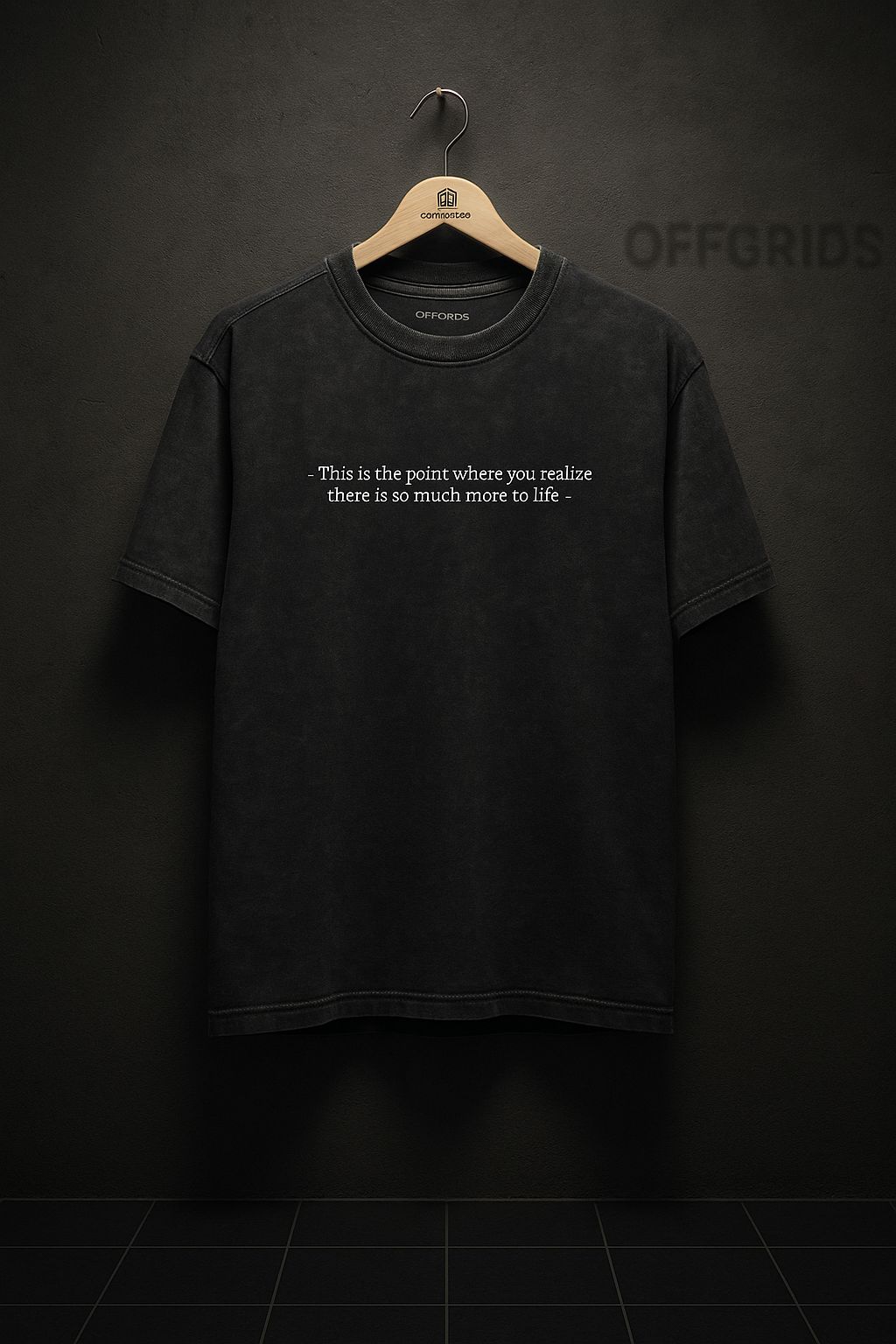 Moon Graphic Oversized ACID WASH Black T-shirt (Unisex)