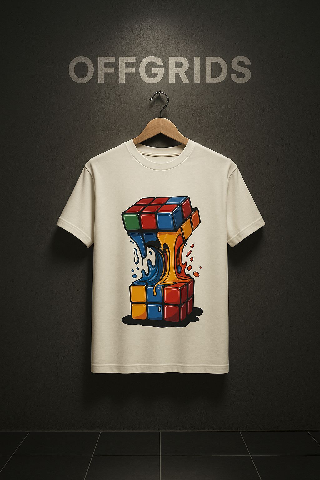 Minimalist Off-White T-Shirt with Abstract Cube Print