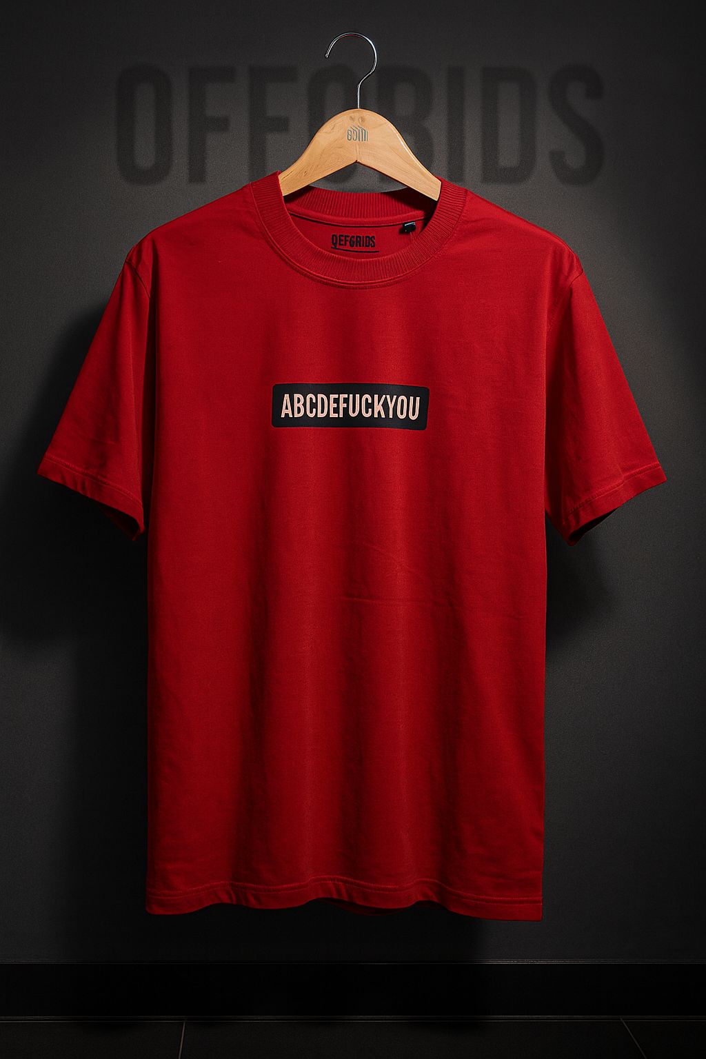 Bold Red Statement Tee – “ABCDEFUCKYOU” Graphic