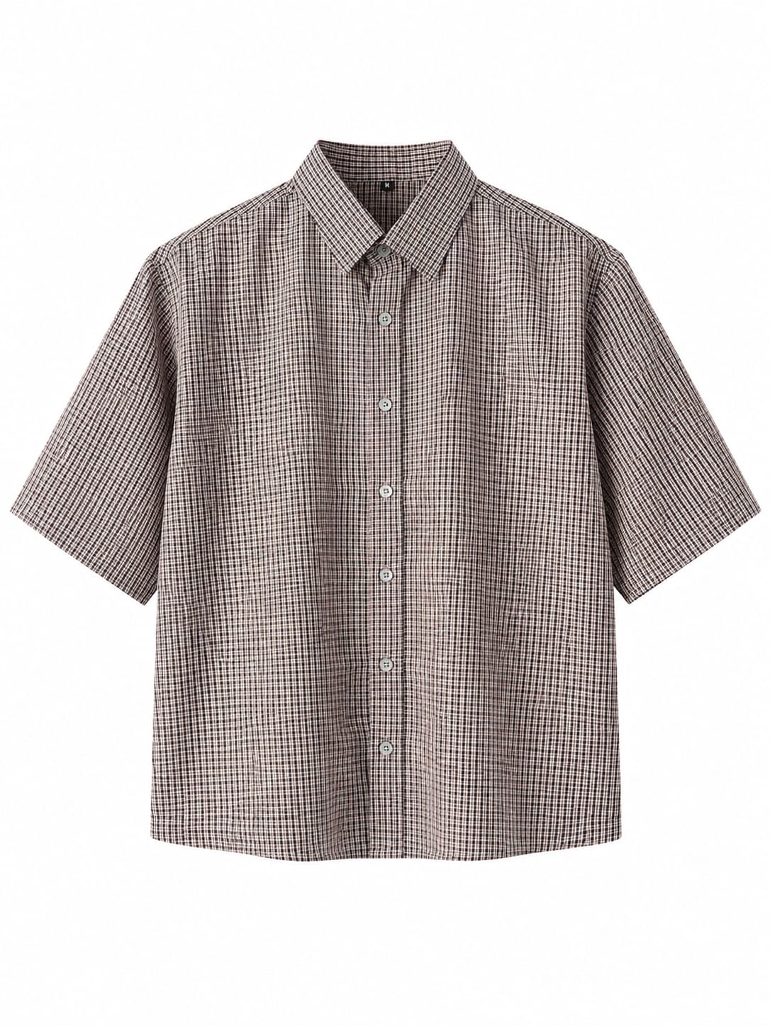 OFFGRIDS Unisex Brown Checkered Boxy Shirt | Premium Oversized Half Sleeve Streetwear Shirt
