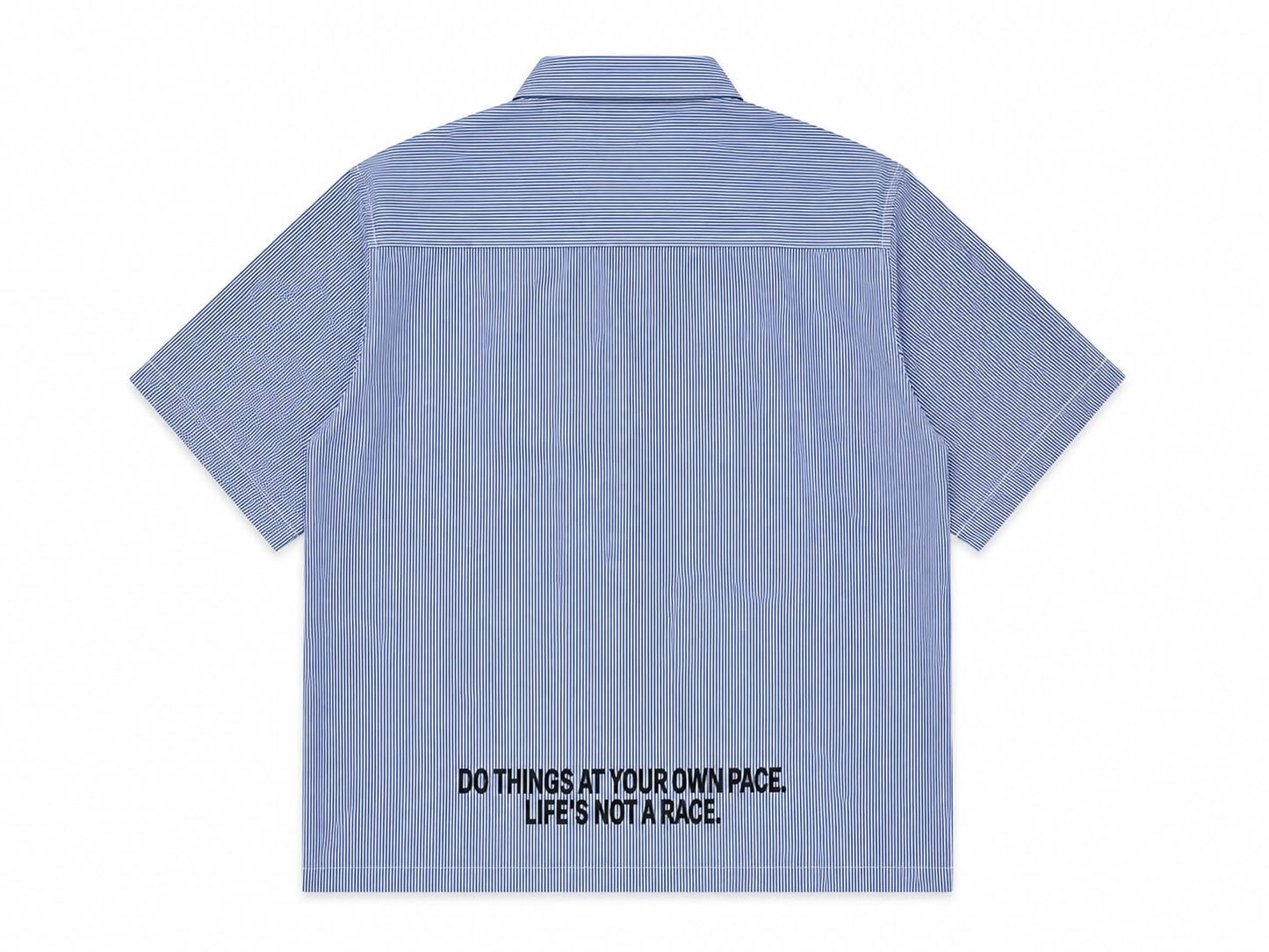 Blue & White Striped Boxy Fit Half Sleeve Cotton Shirt