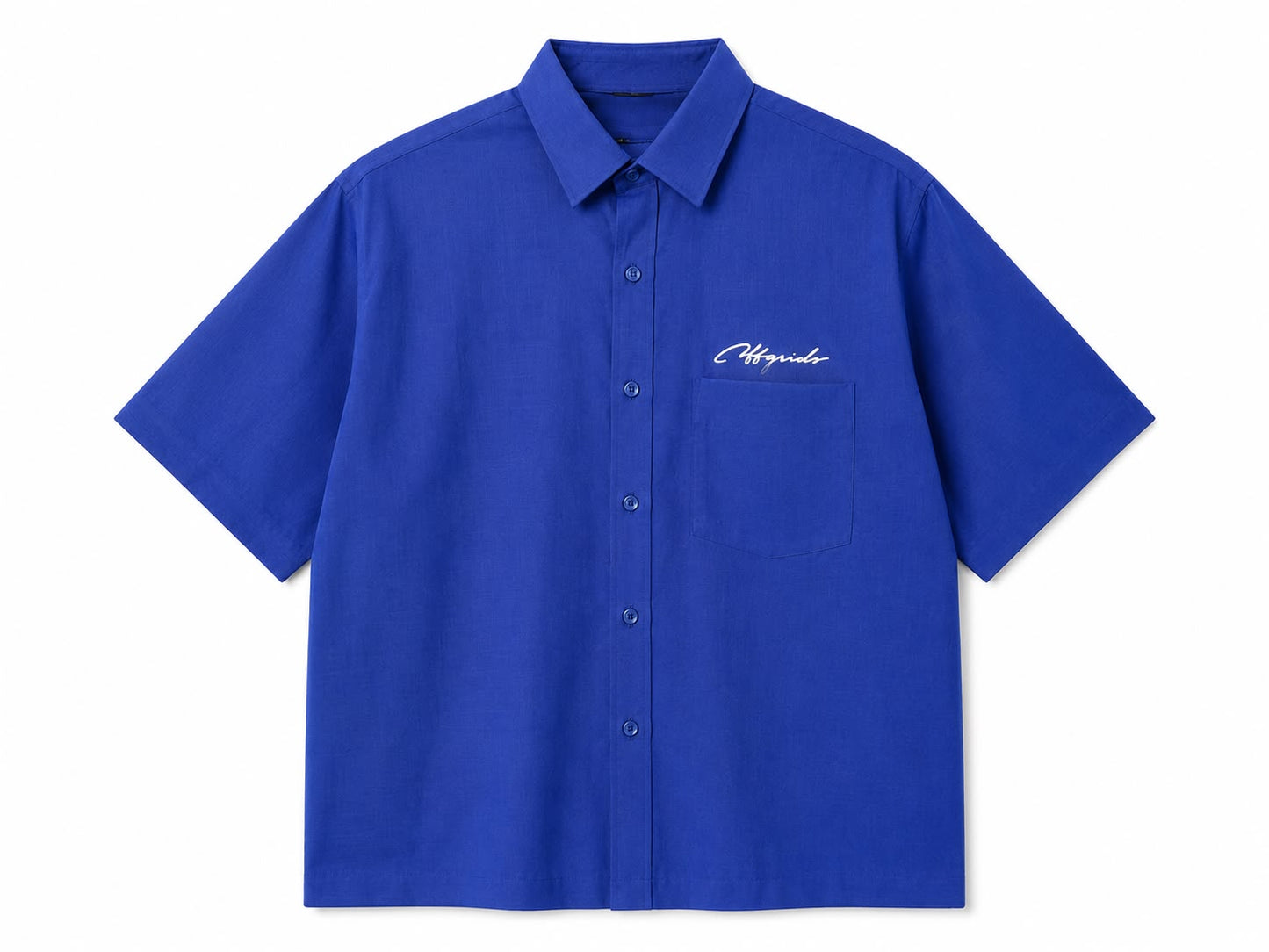 OFFGRIDS Unisex Royal Blue Boxy Shirt | Premium Oversized Half Sleeve Streetwear Shirt