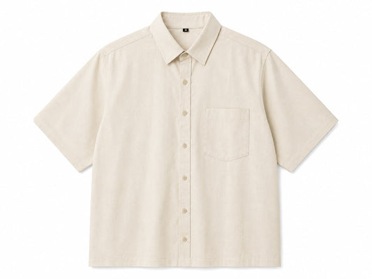 OFFGRIDS Unisex Beige Boxy Shirt | Premium Oversized Half Sleeve Streetwear Shirt