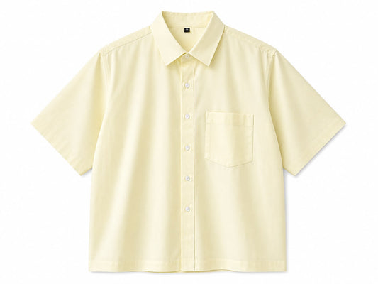 OFFGRIDS Unisex Pastel Yellow Boxy Shirt | Premium Oversized Half Sleeve Streetwear Shirt