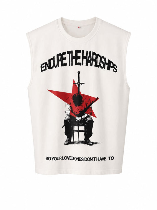 OFFGRIDS Unisex Endure The Hardships Oversized Tank Top | Premium Graphic Sleeveless Streetwear Tee