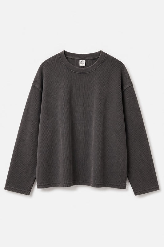 Acid Wash Grey Waffle Full Sleeves T-Shirt